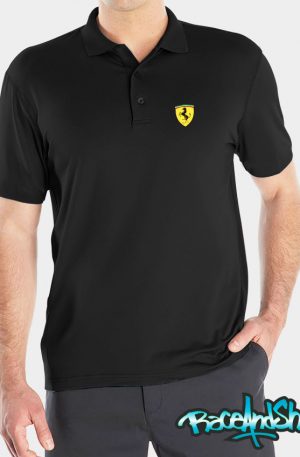 Playera tipo polo negra Ferrari Logo