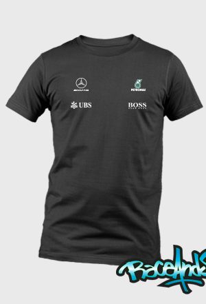 Playera cuello redondo negra Mercedes Benz Escuderia