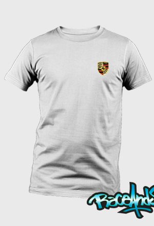 Playera cuello redondo blanca Porsche Logo