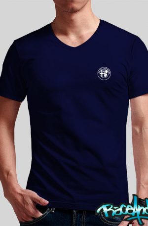 Playera cuello v azul marino Alfa Romeo Logo