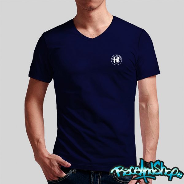 Playera cuello v azul marino Alfa Romeo Logo