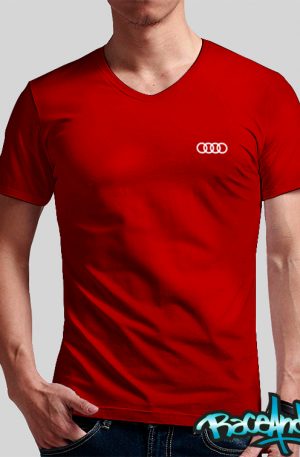 Playera cuello v roja Audi Aros