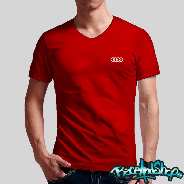 Playera cuello v roja Audi Aros