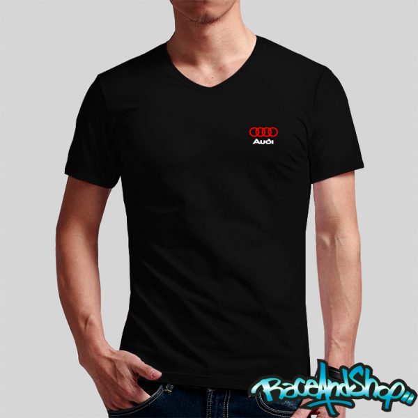 Playera cuello v negra Audi Logo