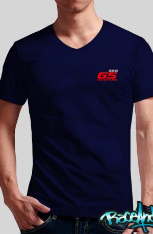 Playera cuello v azul marino BMW Gs