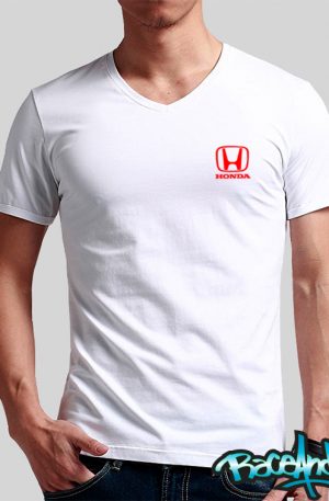 Playera cuello v blanca Honda Logo