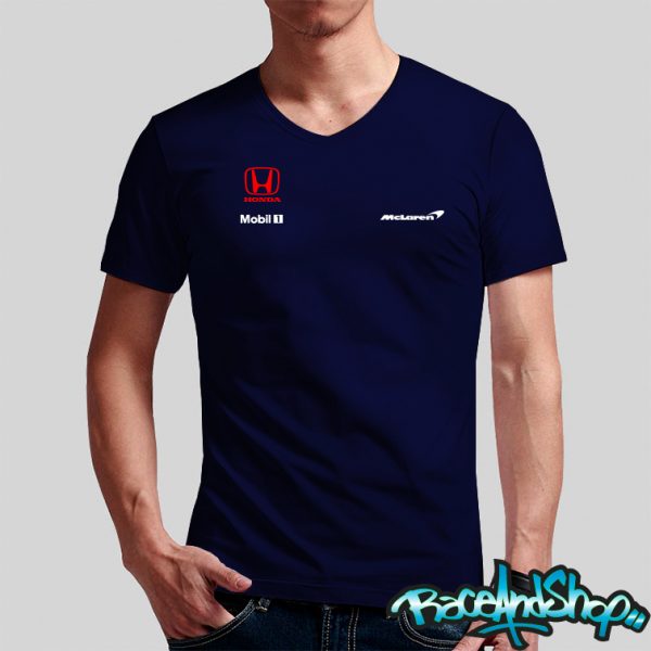 Playera cuello v azul marino Honda McLaren