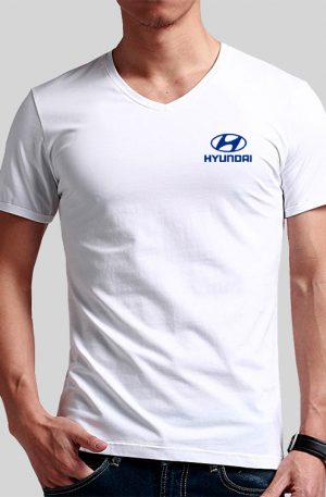 Playera cuello v blanca Hyundai