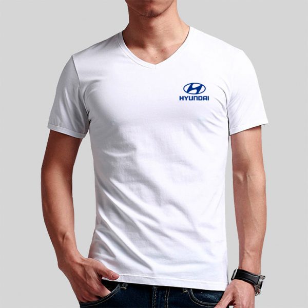 Playera cuello v blanca Hyundai