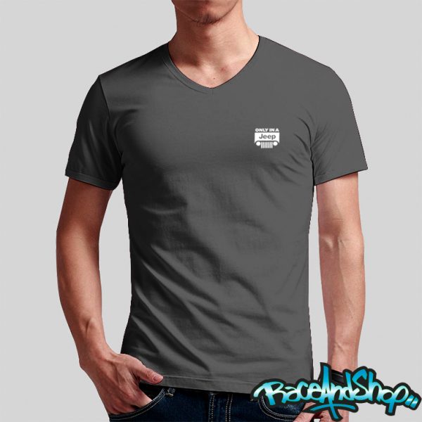 Playera cuello v gris Jeep Machine