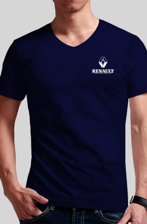 Playera cuello v azul marino Renault Logo