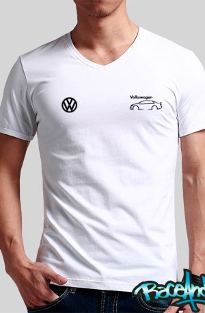 Playera cuello v blanca Vw Car