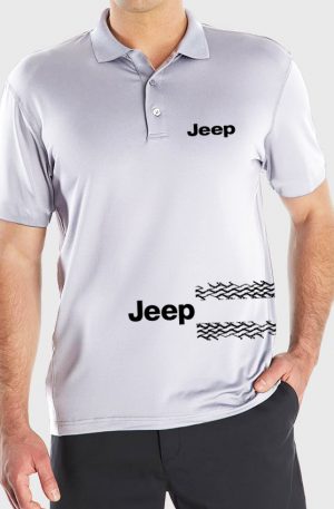 Playera tipo polo blanca Jeep Wheels