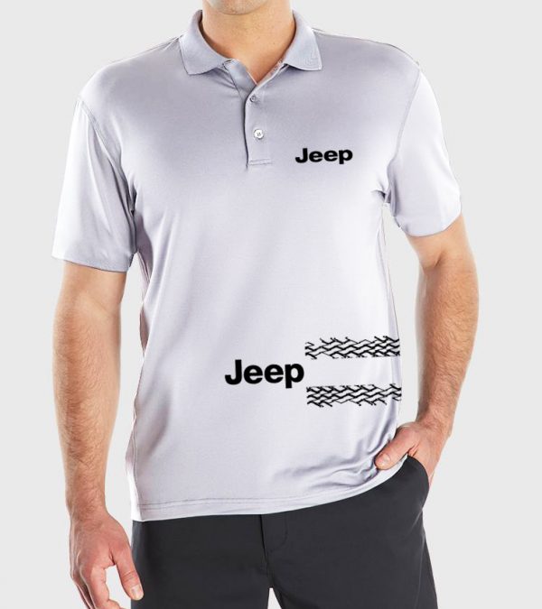 Playera tipo polo blanca Jeep Wheels