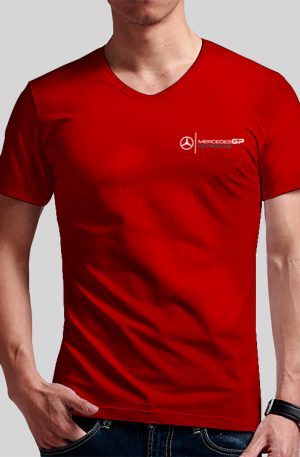 Playera cuello v roja Mercedes Benz GP