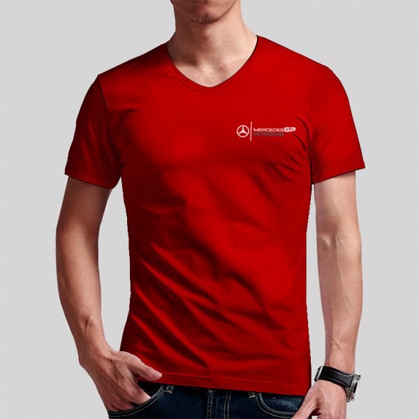 Playera cuello v roja Mercedes Benz GP