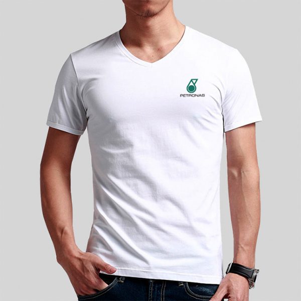 Playera cuello v blanca Mercedes Benz Petronas