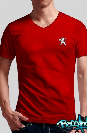 Playera cuello v roja Peugeot Logo