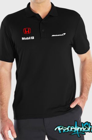 Playera tipo polo negra Honda Mobil