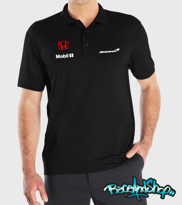 Playera tipo polo negra Honda Mobil